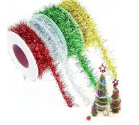 LOMYLM 4pcs Tinsel Strands Christmas Tree Garlands, Thin Tinsel Garland Gold Silver Red Green Tinsels String Mini Christmas Decorations Multi Coloured Tinsels for Xmas Birthday Wedding Party Supplies