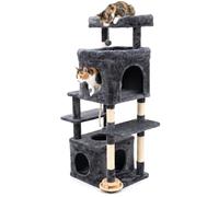 LONA 55" Cat Tree for Large Cats, Multi-Level Cat Tower with Scratching Posts, Sisal Rope & 2 Condos, Space-Saving Sturdy Indoor Cat Activity Center for Multiple Cats, Apartment-Friendly, Dark Gray