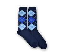 Lona Scott Mens Cashmere Socks, Made in Scotland, Navy Argyle, Medium