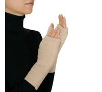 Lona Scott Women’s Cashmere Fingerless Gloves, Cashmere Mittens, Beige