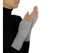 Lona Scott Women’s Cashmere Fingerless Gloves, Cashmere Mittens, Light Grey