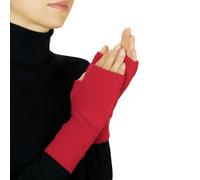 Lona Scott Women’s Cashmere Fingerless Gloves, Cashmere Mittens, Red
