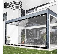 Lona Transparente De Invierno Con Ojales, Lona De Vinilo Transparente De PVC,Impermeable Y Resistente Al Viento,Lona Protectora, Lona Resistente para Pérgolas,Cortinas De Patio Clear,5X10ft