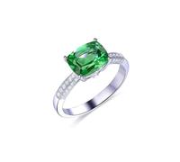LONAGO 1.5CT Emerald Ring for Mother's Day 925 Sterling Silver 6mm*8mm Cushion Cut Green Emerald May Birthstone Ring for Women (7)