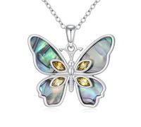 LONAGO Butterfly Necklace for Women 925 Sterling Silver Butterfly with Abalone Shell Pendant Necklace (November)