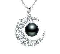 LONAGO Freshwater Black Pearl Pedant Necklace Celitc Design for Womens ，Black pearl necklace Gfit for women/Females 50inches