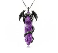LONAGO Gothic Dragon Black Pendant Necklace, S925 Silver Men's/Women's Amethyst Column Pendant, Gifts for Halloween and Christmas