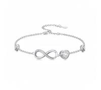 LONAGO Infinity Symbol Love Birthstone Bracelet for Wife, S925 Silver Mobius Ring Birthstone Bracelet for Ladies' Birthdays from January to December(April)