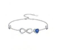 LONAGO Infinity Symbol Love Birthstone Bracelet for Wife, S925 Silver Mobius Ring Birthstone Bracelet for Ladies' Birthdays from January to December(December)