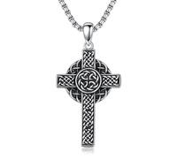 LONAGO Irish Celtic Cross Necklace Men Celtic Cross Necklace for Males Mens For Loved one Fathers day