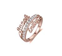 LONAGO Personalized Two Names Ring for Women 925 Sterling Silver Custom Name Band Ring for Engagement (Rose Gold)