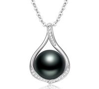 LONAGO Silver Black Pearl Pedant Necklace Infinity Design for Womens Black pearl necklace Gfit for women/Females 50inches