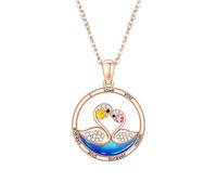 LONAGO Silver Swan Pendant Necklace, Women's Twin Birthstone/Copy/Material Custom Rose Gold Necklace, “I Love You, Mom” Swan Pendant