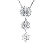 LONAGO Snowflake Necklace 925 Sterling Silver 5A Cubic Zirconia Christmas Winter Snowflake Pendant Jewelry Gifts for Women