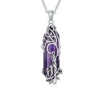 LONAGO Tree of Life Necklace for Women Created Amethyst Healing Crystal Pendant Necklace for Mother's Day Gifts