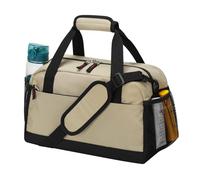 LONALIA Small Gym Bag with Wet Pocket - 14 inch Carry On Mini Duffle Bag Multi Pockets with Shoulder Strap for Sport Weekend Overnight Travel - Camel