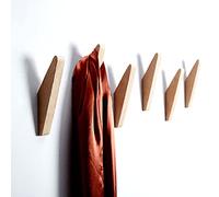 LONANGG Pack of 6 Red Oak Hooks Wooden Wall Hooks Design Heavy Duty Coat Hooks Wall Mounted Rustic Wooden Hooks Hanger Hat Rack Hook Towel Hook