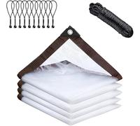 Lonas Transparentes Con Ojales, Lonas Impermeables Para Exteriores, Lona De Plástico Transparente Antidesgarro Para Patio, Balcón, Carpa, Jardinería Y Gallinero. Clear,4X15ft