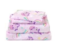 LONAVA Queen Sheet Set Kids - 4 Pieces Soft Microfiber Cartoon Style Bedsheets for Boys Girls Teens, Oeko TEX, Breathable Deep Pocket Sheets (Purple Unicorn)