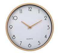 LONBUYS 12 Inch Silent Non-Ticking Wall Clock, Light Brown | Quartz Sweep Movement, Easy-to-Read Numbers, Plastic Frame, Glass Cover, Battery Operated, Nordic Design for Home and Office