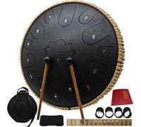 LONCHAN Steel Tongue Drum - 14 Inch 15 Notes C-Key Handpan, Tongue Drum for Sound Healing, Meditation & Relaxation, with Music Book, Mallets, Finger Picks, Packing Bag & Spare Note Labels