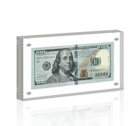 LONCHDAN Acrylic Currency Display Frame 7.8" x 3.9" Dollar Bill Frame Currency Frame Self Standing Dollar Bill Holder Thickened Bills Display Case for Currency Picture Money Tickets