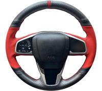 Loncky Genuine Leather Cabon Fiber Steering Wheel Cover for Honda Civic 10 X 2016 2017 2018 2019 2020 2021 / CRV CR-V 2017 2018 2019 2020 2021 2022 / Honda Clarity 2018-2021 Custom Accessories