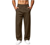 Loncvexy Men's Baggy Sweatpants Solid Color Straight Wide Leg Pants Coffee
