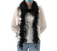 LONDGEN 1ply Black Ostrich Feather Boa 2Yards for Dance Performance and 1928's Flapper Costume Accessory