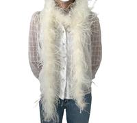 LONDGEN 1ply White Ostrich Feather Boa 2Yards for Dance Performance and 1922's Flapper Costume Accessory