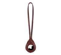 LONDO Genuine Leather AirTag Case with Neck Strap (Brown)