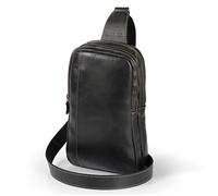 LONDO Genuine Leather Crossbody Bag with Adjustable Shoulder Strap - Unisex - Black