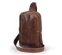 LONDO Genuine Leather Crossbody Bag with Adjustable Shoulder Strap - Unisex - Brown