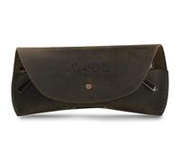 LONDO Genuine Leather Eyeglasses & Sunglasses Case with Button Closure