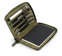 LONDO Genuine Leather Padfolio with Pen Holder Notepad and Zip (Green)