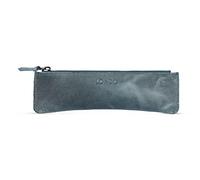 LONDO Genuine Leather Pen Case with Zipper Closure, Pencil Pouch Stationery Bag