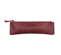 LONDO Genuine Leather Pen Case with Zipper Closure, Pencil Pouch Stationery Bag