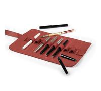 LONDO Genuine Leather Pen & Pencil Roll Case - 10 Slots - Classic Design - Cowhide Leder
