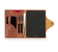 LONDO Genuine Leather Portfolio with Notepad and Snap Closure (Camel, Large)