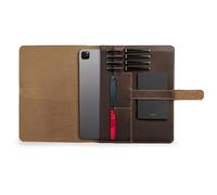 Londo Genuine Leather Tablet Cover with Two Card Slots & Leather Pen/Apple Pencil Holders (Brown, 12.9 Inch)
