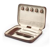 LONDO Genuine Leather Travel Jewelry Organizer Case, Zippered Storage Box with Necklace, Ring & Earring Compartments