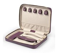 LONDO Genuine Leather Travel Jewelry Organizer Case, Zippered Storage Box with Necklace, Ring & Earring Compartments