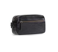 Londo Genuine Leather Travel Toiletry, Makeup, Shaving Organizer Bag - Unisex (Black)