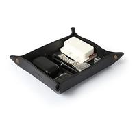 LONDO - Genuine Leather Tray Organizer - Practical Storage Box for Wallets, Watches, Keys, Coins, Cell Phones and Office Equipment,Black