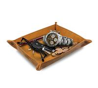 LONDO Genuine Leather Tray Organizer Storage for Wallets Watches Keys Coins Cell Phones and Office Equipment