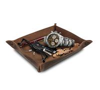 LONDO Genuine Leather Tray Organizer Storage for Wallets Watches Keys Coins Cell Phones and Office Equipment