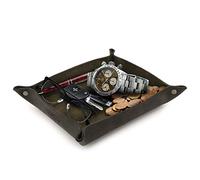 LONDO Genuine Leather Tray Organizer Storage for Wallets Watches Keys Coins Cell Phones and Office Equipment