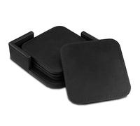 Londo Leather Coasters (Set of 4) - Non-Slip Surface (Black)