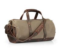 Londo Leather Duffel Bag for Men & Women - 22.4" Weekend Travel Bag - Top Grain Canvas & Leder, Light Brown