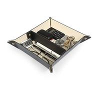 Londo - Leather Tray Organizer - Practical Storage Box for Wallets, Watches, Keys, Coins, Cell Phones and Office Equipment, Black